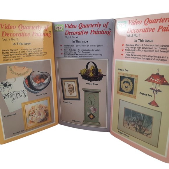 3 VHS TAPES VIDEO QUARTERLY OF DECORATIVE PAINTING TOLE - Picture 2 of 5